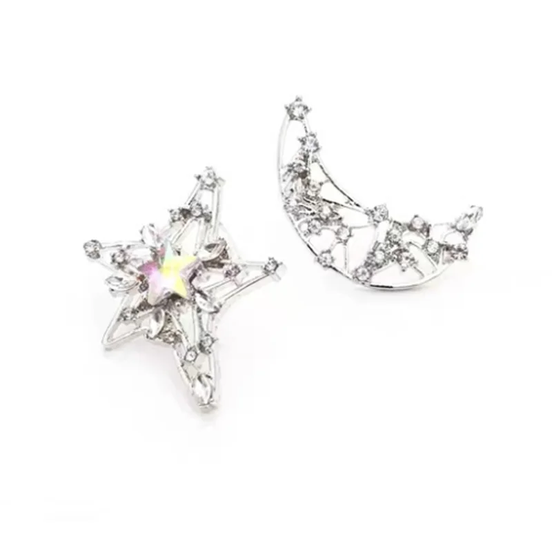 

All-match Fashion Earrings Star and Moon Colored Diamond Earrings Glitter Earrings Women's Jewelry Wholesale