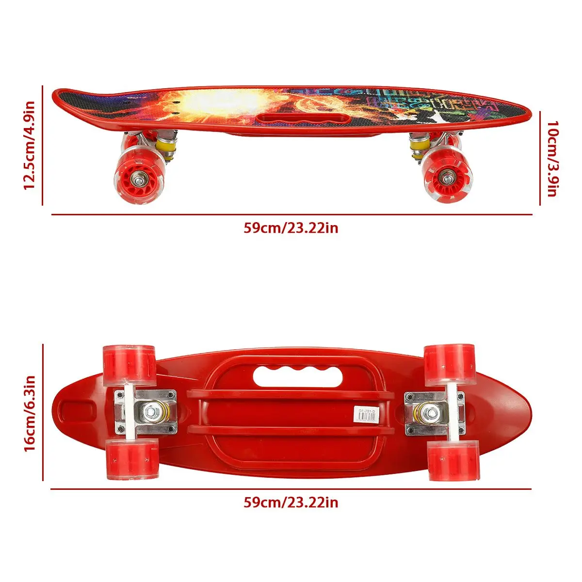 

23inch Fish Board Mini Cruiser Skateboard Children Scooter Longboard Skate Boards LED Flashing Wheels Retro Skateboard Bearings