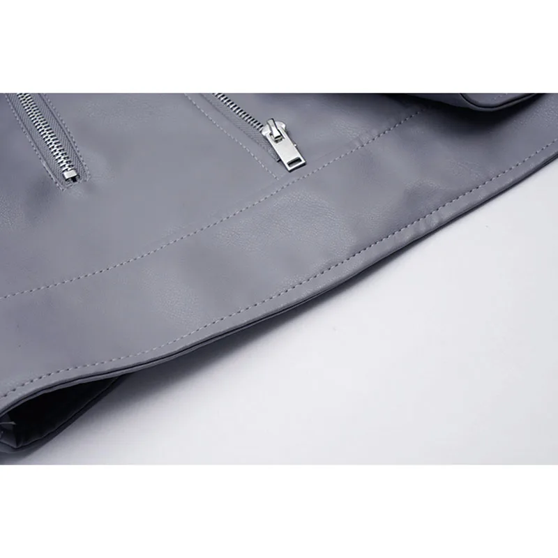 

2021 New Autumn Women Faux Soft Leather Loose Jacket Coat Turndown Collar Zipper Pu Motorcycle Overcoat Female Rivet Punk Jacket