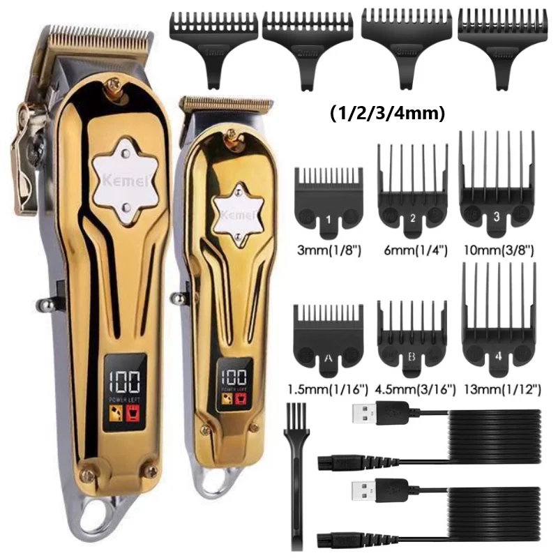 Original Metal Shell Combo Kits Professional Hair Trimmer for Men Barber Shop Hair Clipper Cordless Electric Haircut Machine