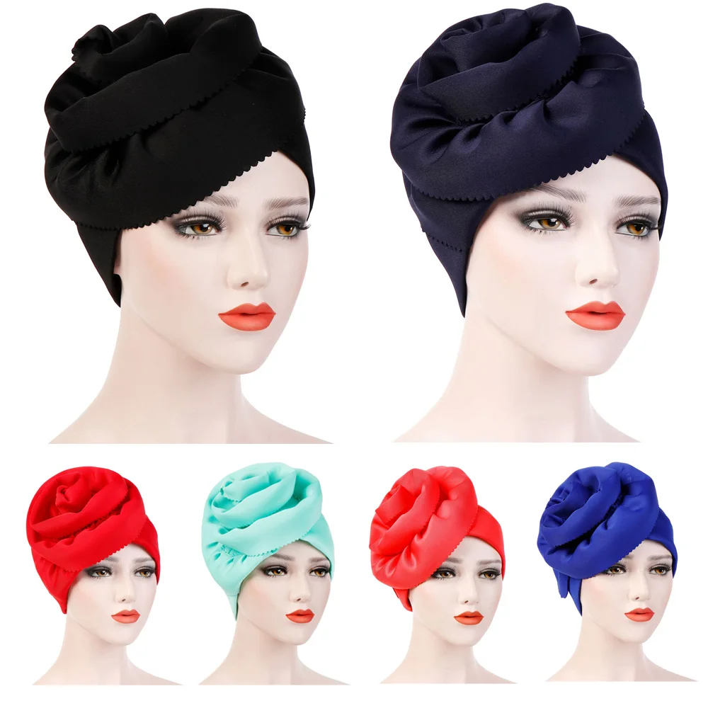 Ladies Women Solid Color Oversized Flower Turban Cap Slouchy Head Wrap Caps TOSQD0017 | Аксессуары для одежды