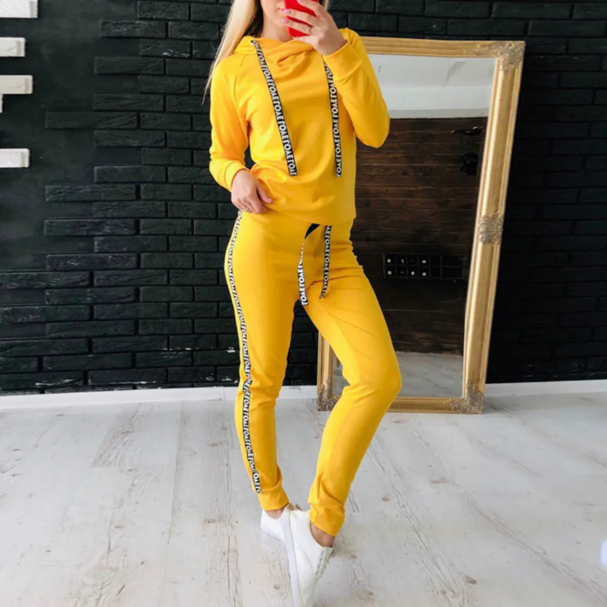 Осенний Женский комплект из двух предметов одежда для фитнеса отдыха спортивная