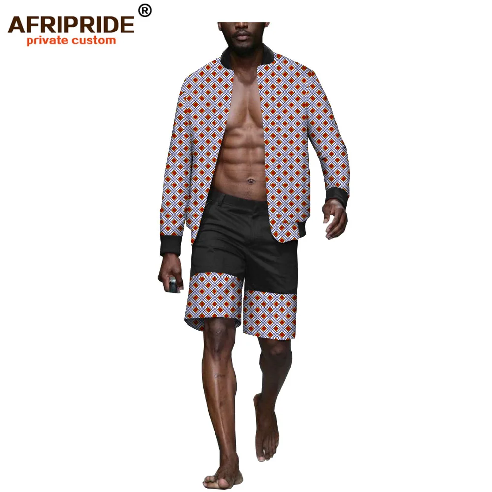 AFRIPRIDE, Африканский летний мужской повседневный костюм, гавайская рубашка с коротким рукавом+ короткие штаны, Дашики, принт, vestidos A1916001 - Цвет: 526-12