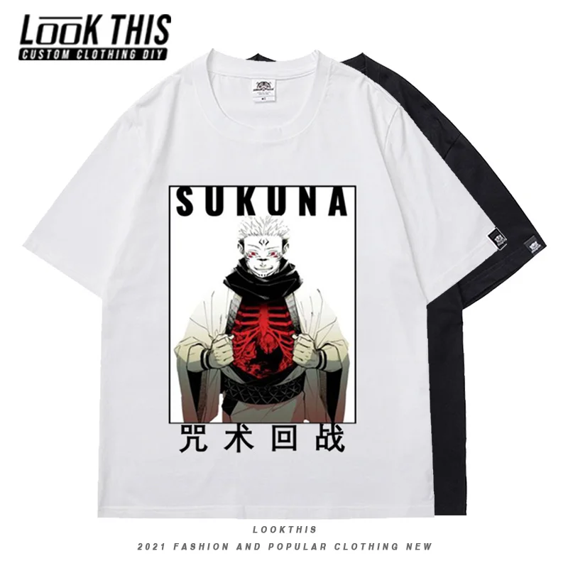 

Jujutsu Kaisen Men T-shirt Short Sleeve Boy Teens Cool Anime Summer 2021 Oversized T-shirt Harajuku High Street Tees Top