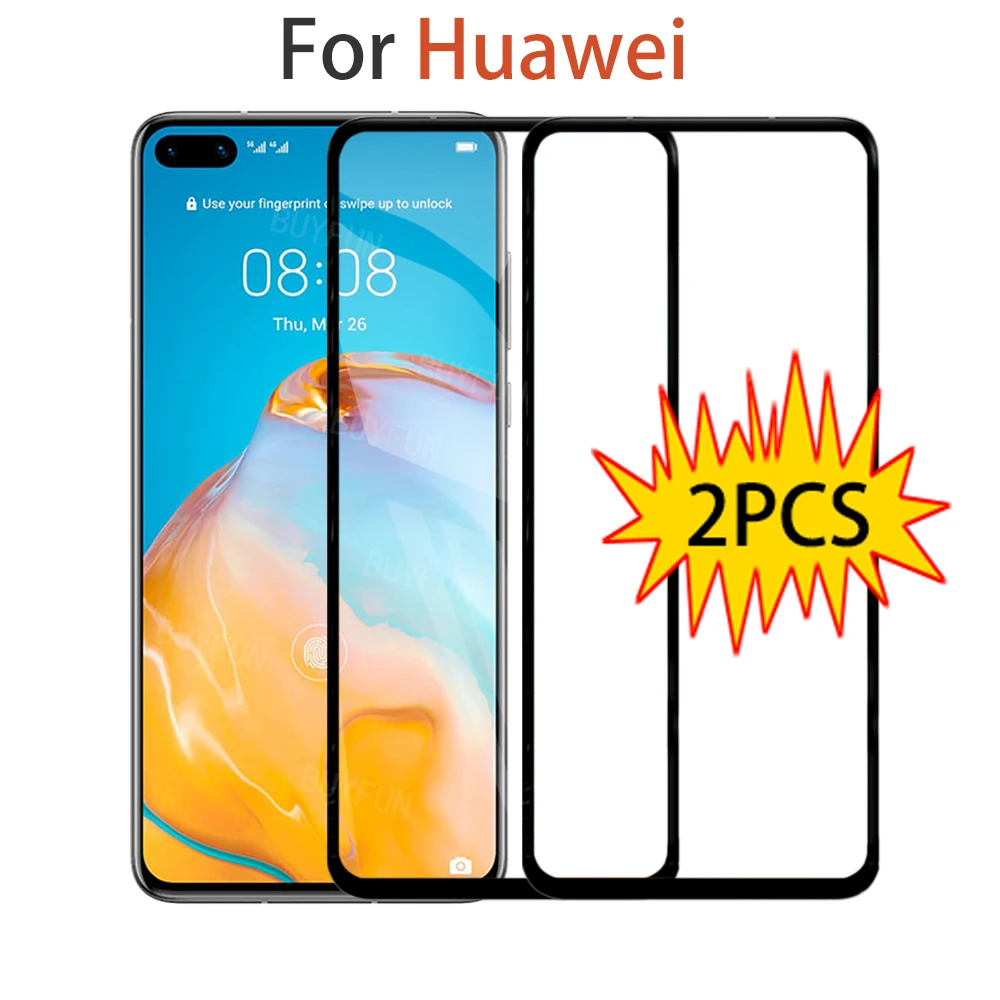 2 шт. закаленное стекло для Huawei P40 Lite E 5G P30 P20 Pro P10 стеклянная Защита экрана