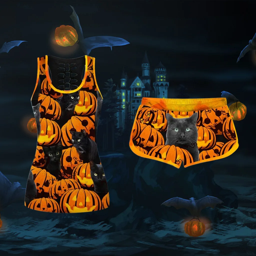 28 стилей горячая Распродажа женские рубашки без рукавов с принтом на Хэллоуин