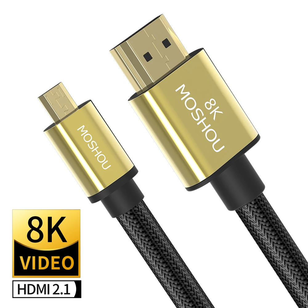 Фото Кабель Moshou 8K Micro HDMI-HDMI кабель Папа-папа 1 м 5 3 3D 1080P 4 версия для камеры планшета HDMI |