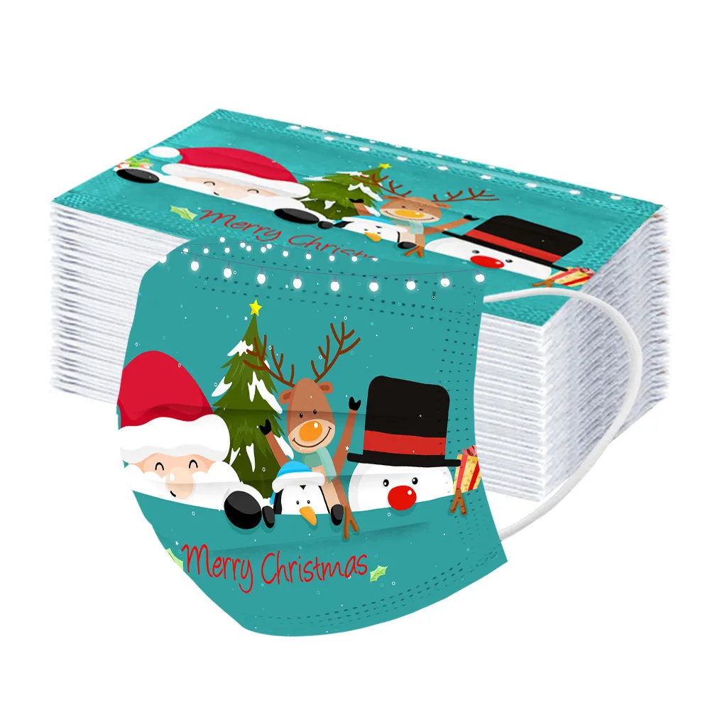 

10/20/30/50/100PCS Disposable Non-woven Face Mask Fashion Adult Children Christmas Print Mask Mouth Mask With Design Masque