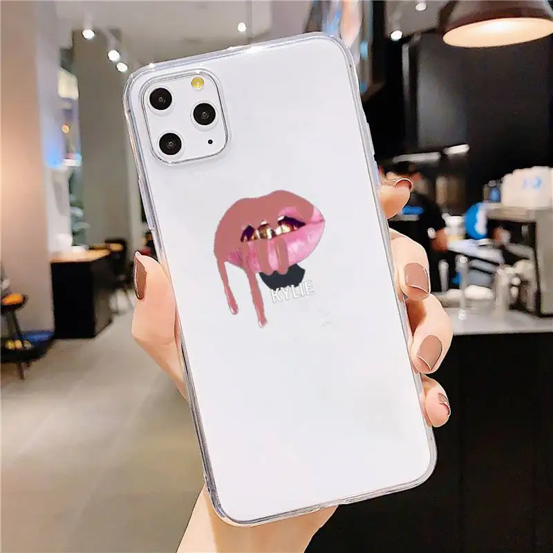 

Sexy Girl Kylie Jenner Lips Kiss Phone Case Transparent soft For iphone 5 5s 5c se 6 6s 7 8 11 12 plus mini x xs xr pro max