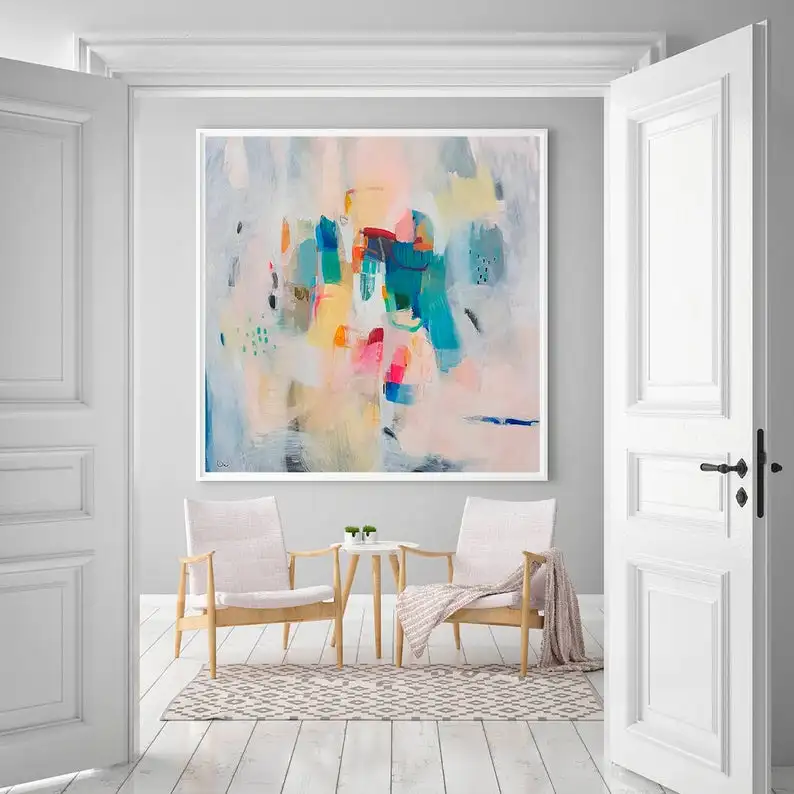 

Soft pastel wall art abstract painting giclee large fine art modern abstract art acrylic art Extra Large Handmade oil painting