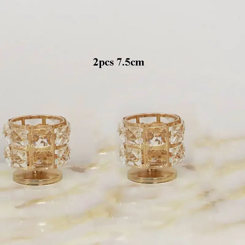 2pcs 7.5cm PEANDIM маленький хрустальный подсвечник, золотой милый чайный светильник, подсвечник для украшения свадебного стола, вечерние подсвечники для дома - Цвет: 2pcs 7.5cm