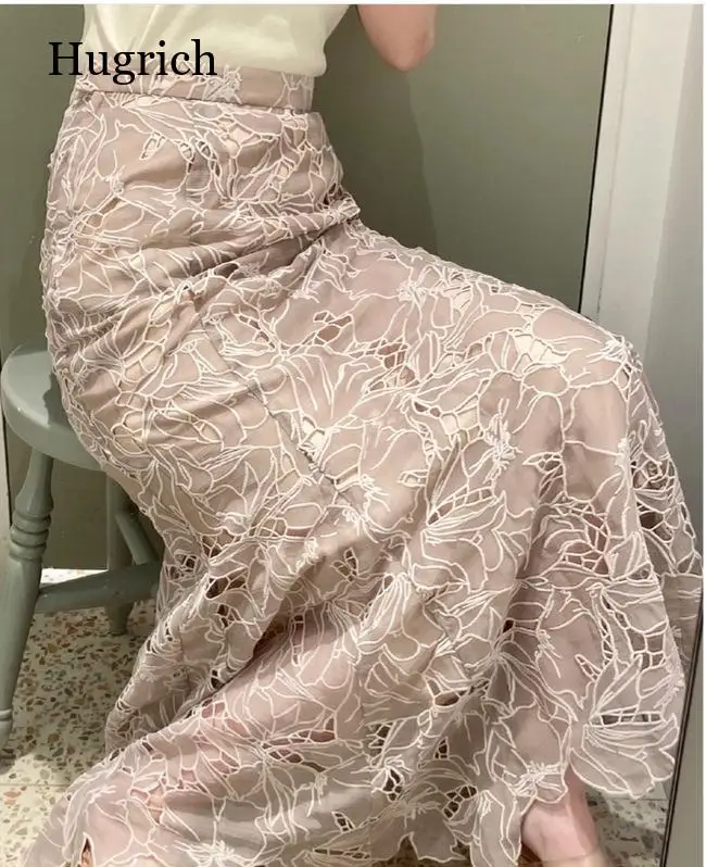 

2021 Summer New Chiffon Crochet Embroidered Mermaid Skirt
