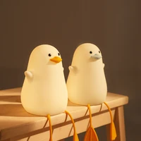 led night light penguin silicone usb rechargeable touch sensor holder bedroom bedside table lamp for kids baby christmas gifts