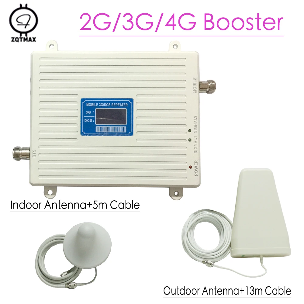 Усилитель сигнала ZQTMAX gsm 2g 3g 4g dcs 1800 UMTS 2100, ретранслятор данных для смартфона с антеннами и аксессуарами