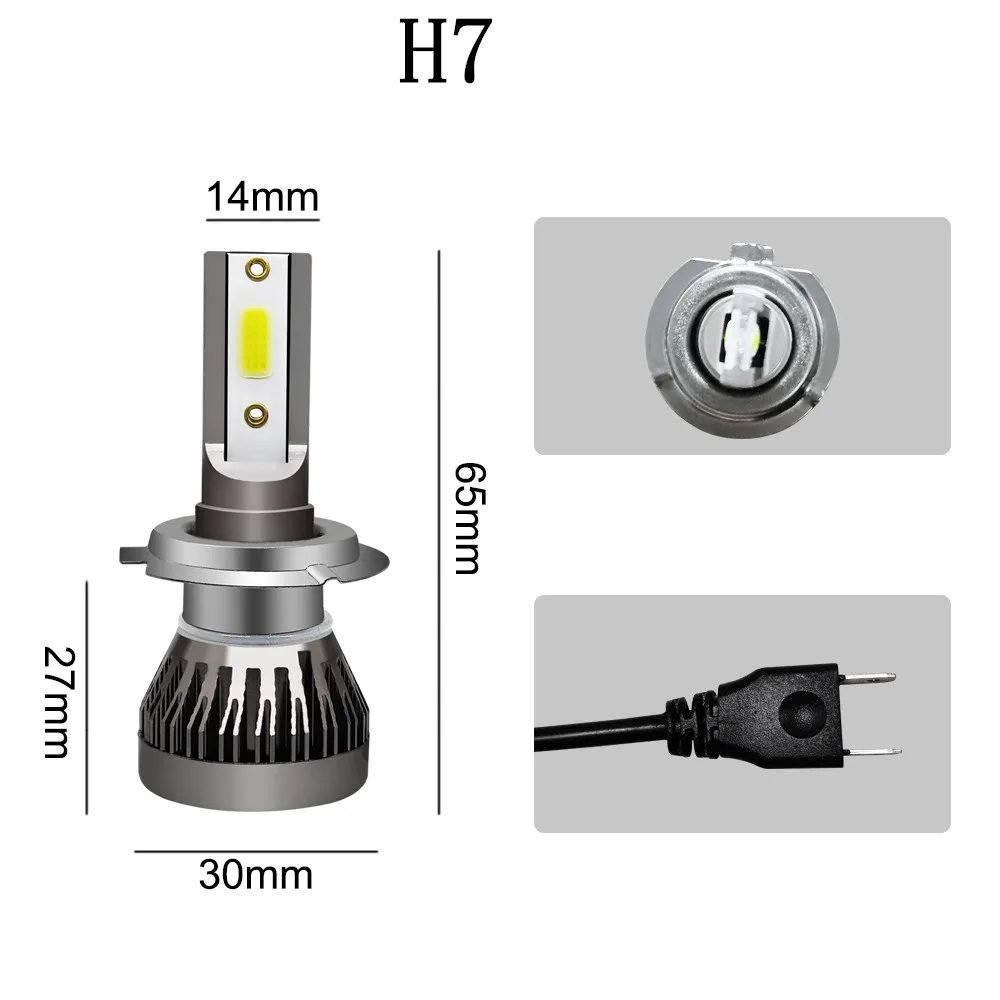 Mini1 2 шт./компл. автомобильных фар Светодиодные лампы 12v 36w h1 h4 h7 h11 9005 9006 9012 с 6000K холодный белый свет COB чип Автомобильный светильник лампочка