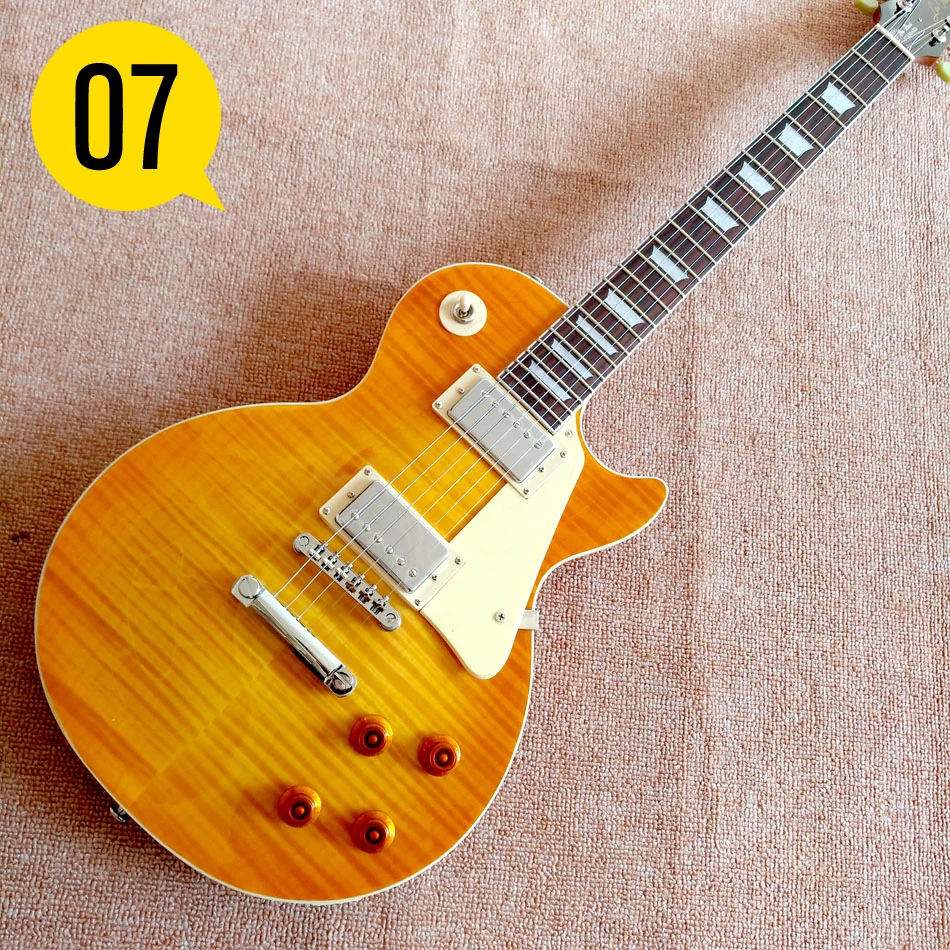 Rosewood Fingerboard Electric Guitar Yellow Binding Tobacco Burst Maple Top Solid Mahogany Body | Спорт и развлечения