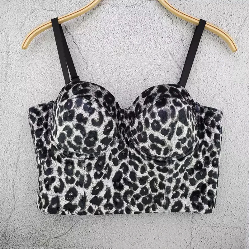 кроп crop top Street Leopard Female Yellow Black Short Bras for Women Daily Party outfits fashion festival oversized Camis women