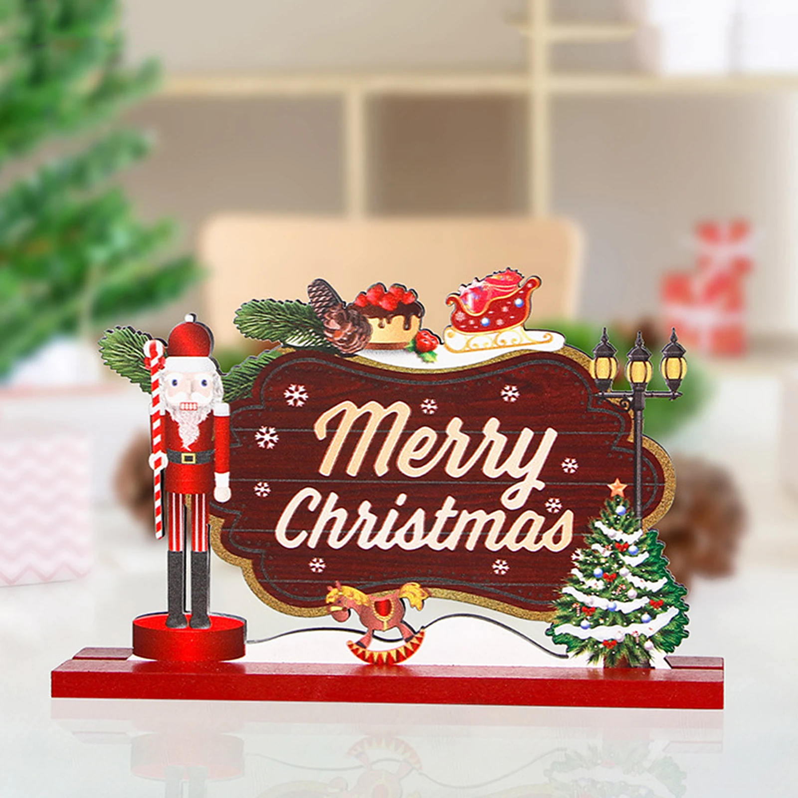 

Ornaments Wooden Party Supplies 3pcs Kids Gift Cartoon Christmas Decorations