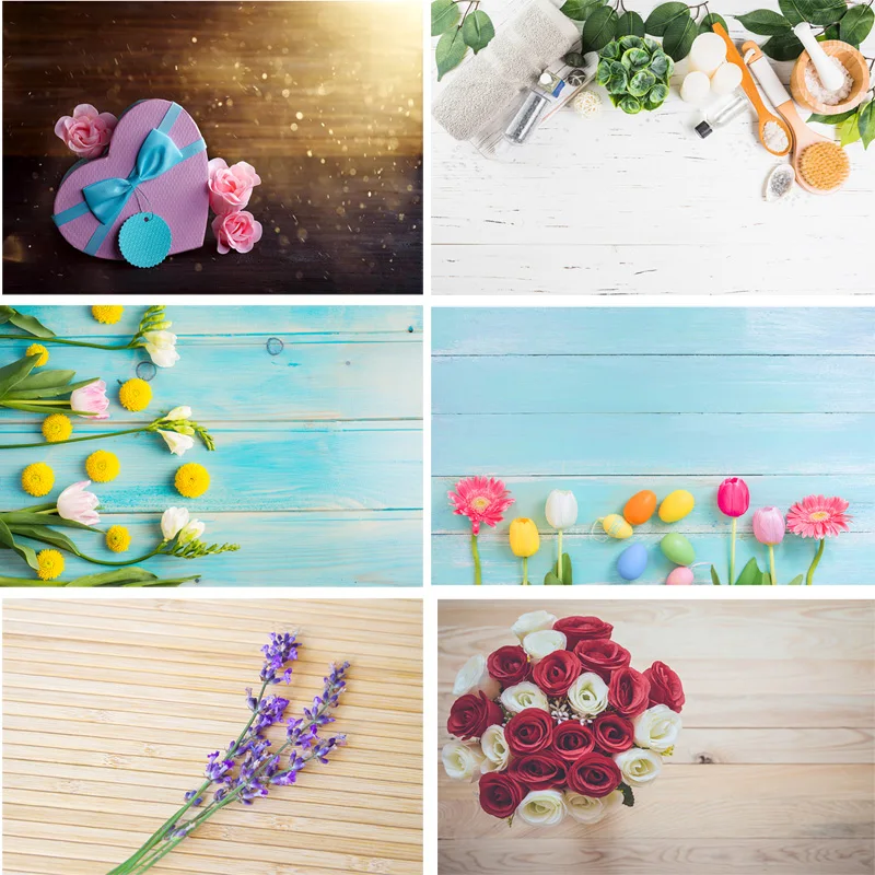 

SHENGYONGBAO Vinyl Custom Photography Backdrops Prop scenery+ Flower and Wooden Planks Photography Background 200207FK-007