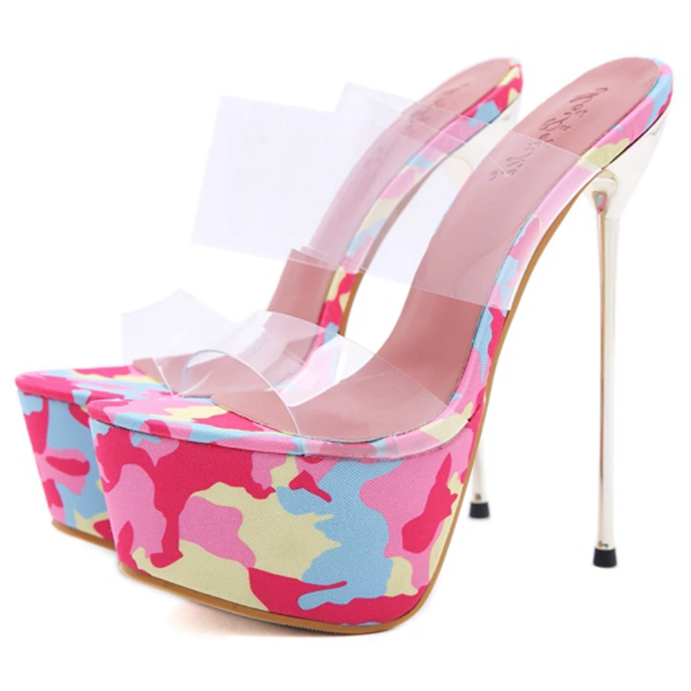 

RIBETRINI Ins Hot Sale Women Shoes Women non-slip Platform Mixed Color Sandals Thin High Heel Luxucy Quality Pumps