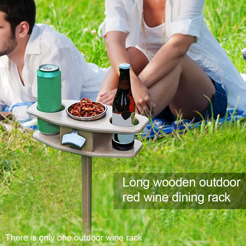 

Furniture Wine Table Bottle Rack Backyard Beer Party Snack Outdoor Picnic Gift Beach Foldable Portable Patio Wooden Holder