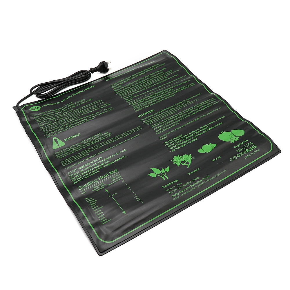 Estera de calor para pl&aacute;ntulas, 52x52cm, 45W, germinaci&oacute;n de semillas de plantas, almohadilla de calentamiento hidrop&oacute;nico c&aacute;lido, suministros de jard&iacute;n de 110V/220V-4