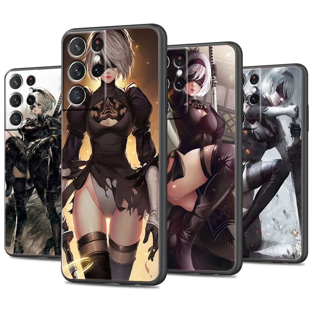 

Hot Anime Nier Automata For Samsung Galaxy S22 S21 Ultra S20 FE Lite S10 S9 S8 Plus 5G Silicone Soft Black Phone Case