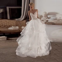 elegant wedding dresses ruffles spaghetti straps lace appliques backless vintage bridal gowns 2021 puffy ivory vestidos de novia