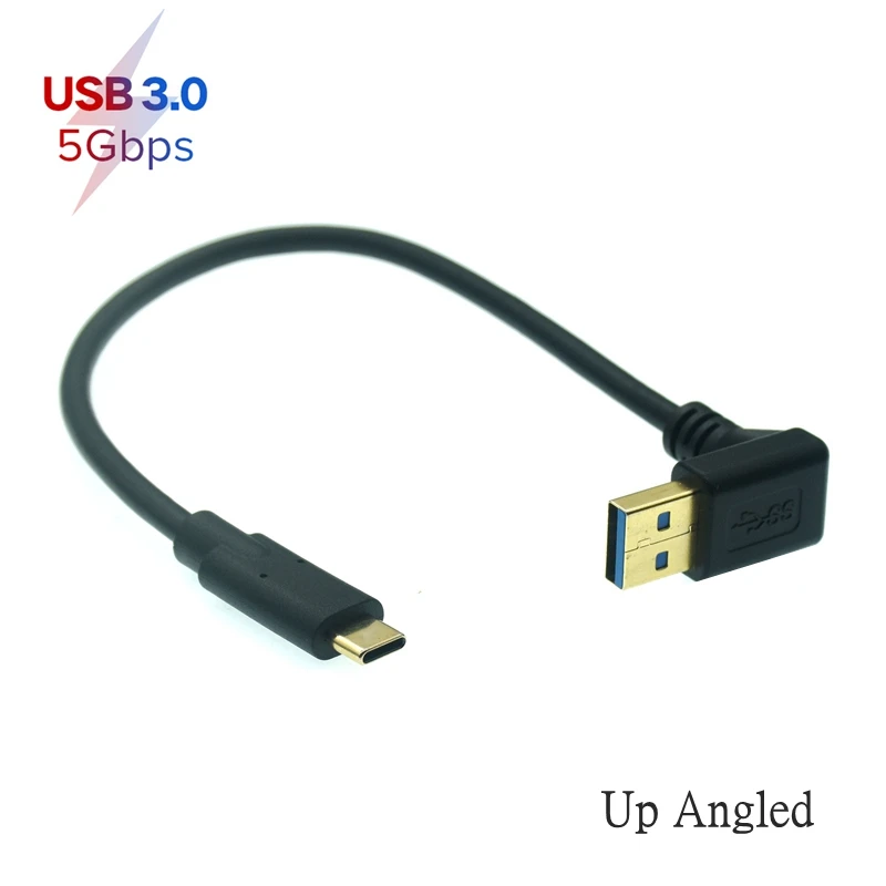 

3A USB Type C double 90 Degree USB C Cable Left Right Up Down Angled Gooseneck Type USB 3.0 type-C Fast Charging Data Cable 25cm