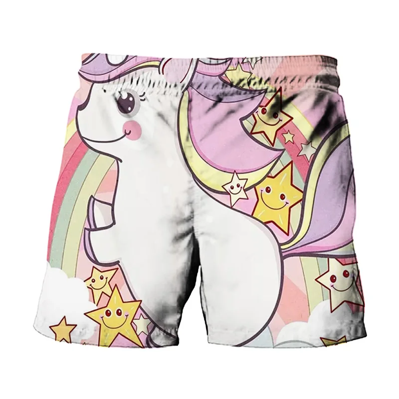 

2021 Summer New Men's 3D Printing Rainbow Horse Beach Shorts Unicorn Quick-Drying Men's Swimming Surf Shorts S-6XL