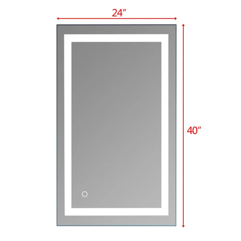 

PVC LED Bathroom Vanity Mirror Wall Mounted Makeup Mirror Horizontal IP67 Waterproof Built-in Light Strip Touch LED