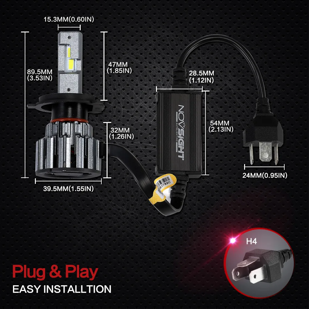 NOVSIGHT 90W 15000LM Автомобильный светодиодный головной светильник для автомобилей H4 HB2 H7 H11 9005/HB3 9006/HB4 светодиодный светильник лампы 6000K Автомобильные фары комплект 12V