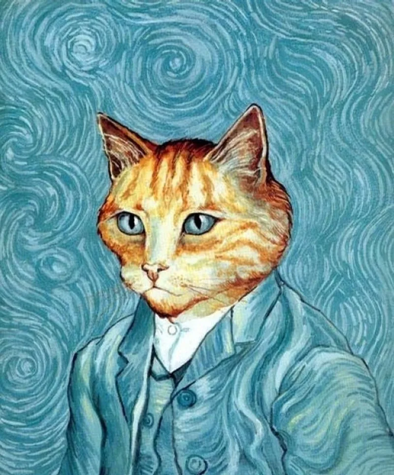 

5D Diamond Painting Kits Full Round With AB Drill Diamond Embroidery DIY Handmade Diamond Painting Art Abstract Van Gogh Cat