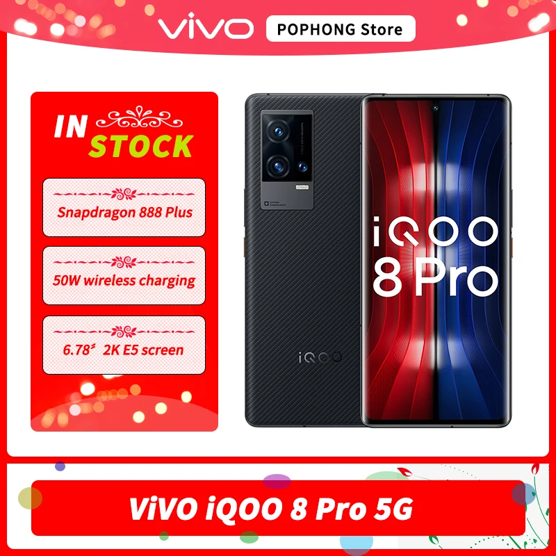 vivo iqoo 8 pro 5g gaming mobile phone 6 78 inch 120hz amoled snapdragon 888 plus octa core 50mp triple cameras face unlock nfc free global shipping