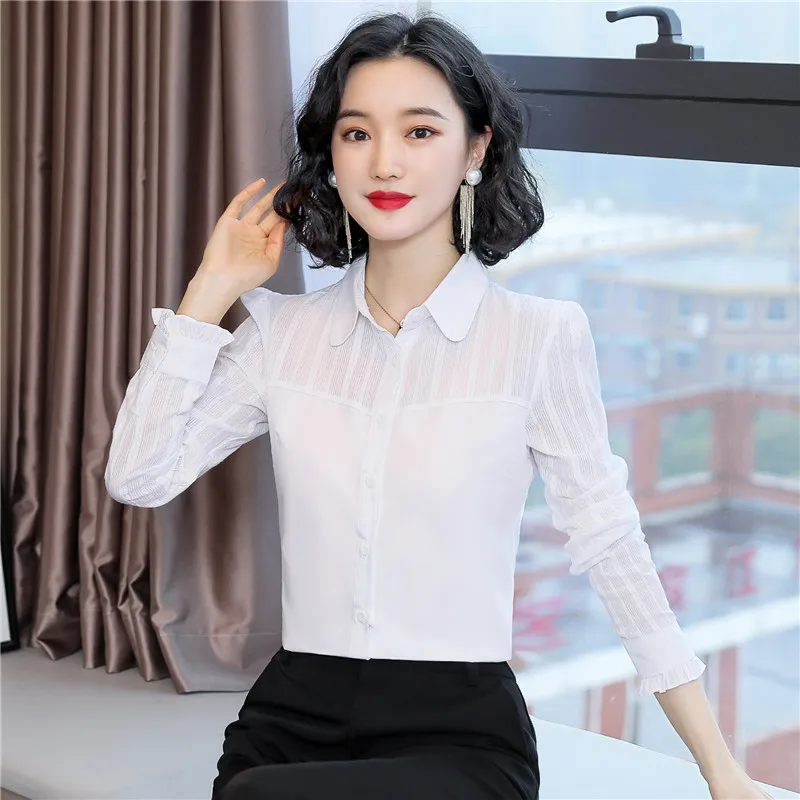 Женские рубашки и блузки 2020 Женская белая блузка женские топы OL стильные размера