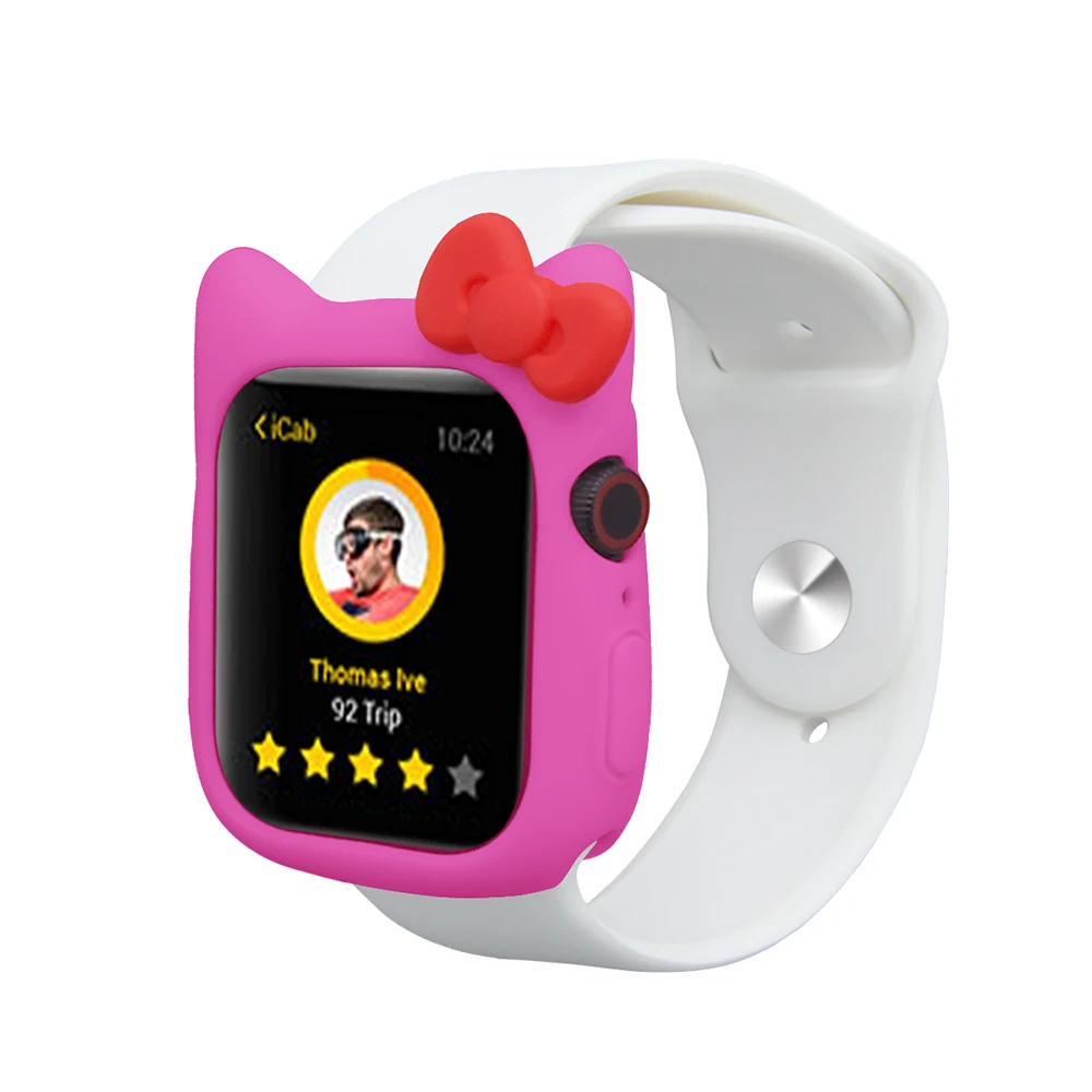 Силиконовый чехол для Apple Watch, чехол 5, 4, 44 мм, 40 мм, мультяшный чехол hello kitty для iWatch 3, 2, 1, 38 мм, 42 мм, защитный чехол