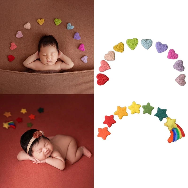 Fieltro de lana de beb&eacute; hecho a mano, coraz&oacute;n de amor de estrellas de arco iris, decoraci&oacute;n de fiesta en casa, 2021 Uds., novedad de 7/10-1