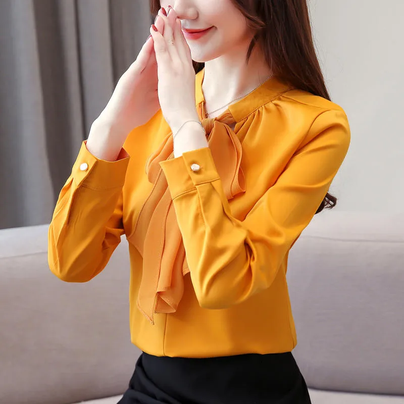 

Chiffon Office Ladies Tops Blouse Casual Plus Size Long Sleeve Shirts Female Streetwear Vintage White Shirt Blusas Mujer Q3587