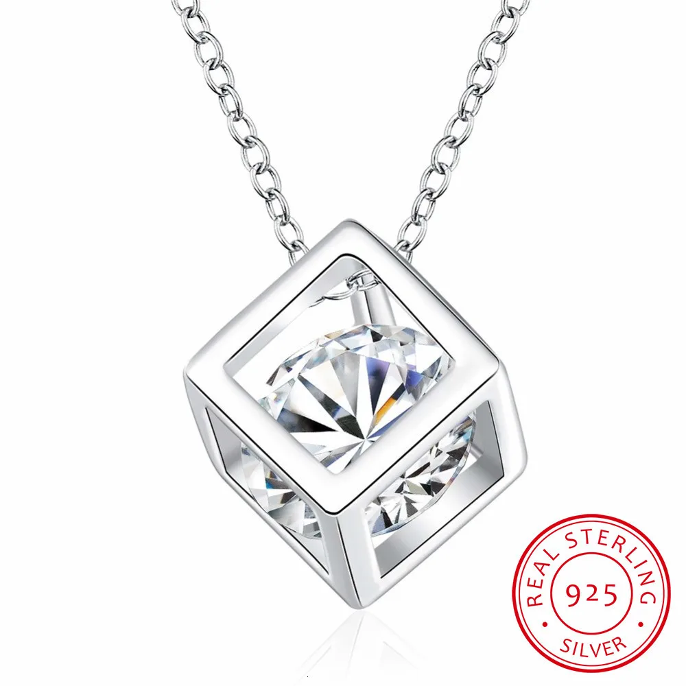 Женское Ожерелье с кулоном коробкой из серебра 925 пробы|Ожерелья| |