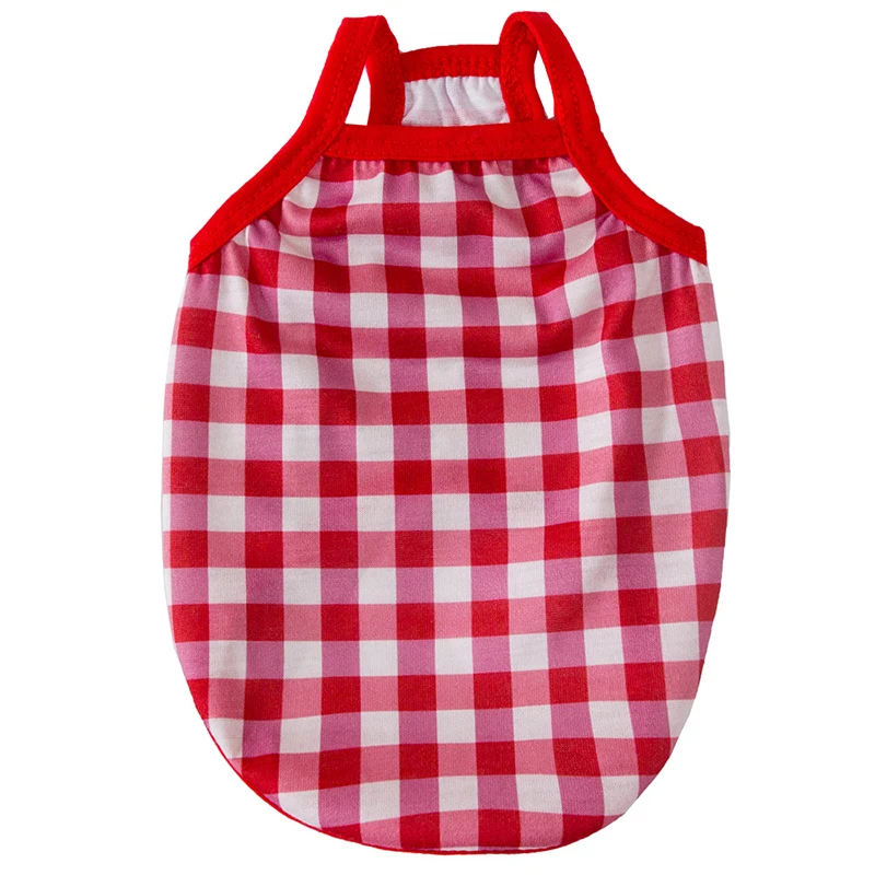 Летняя одежда для собак на тонких бретельках милая рубашка в клетку с принтом