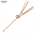 YiKLN гот Нержавеющаясталь двухслойный двойной круг Шарм модное Колье чокер в богемном стиле колье в виде цепочки на Для женщин YN20119