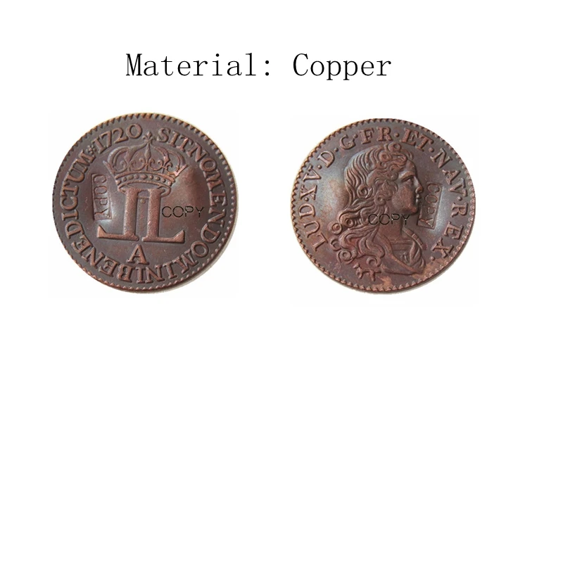 Франция 1720A посеребренные или медные монеты(22 мм - Цвет: Copper