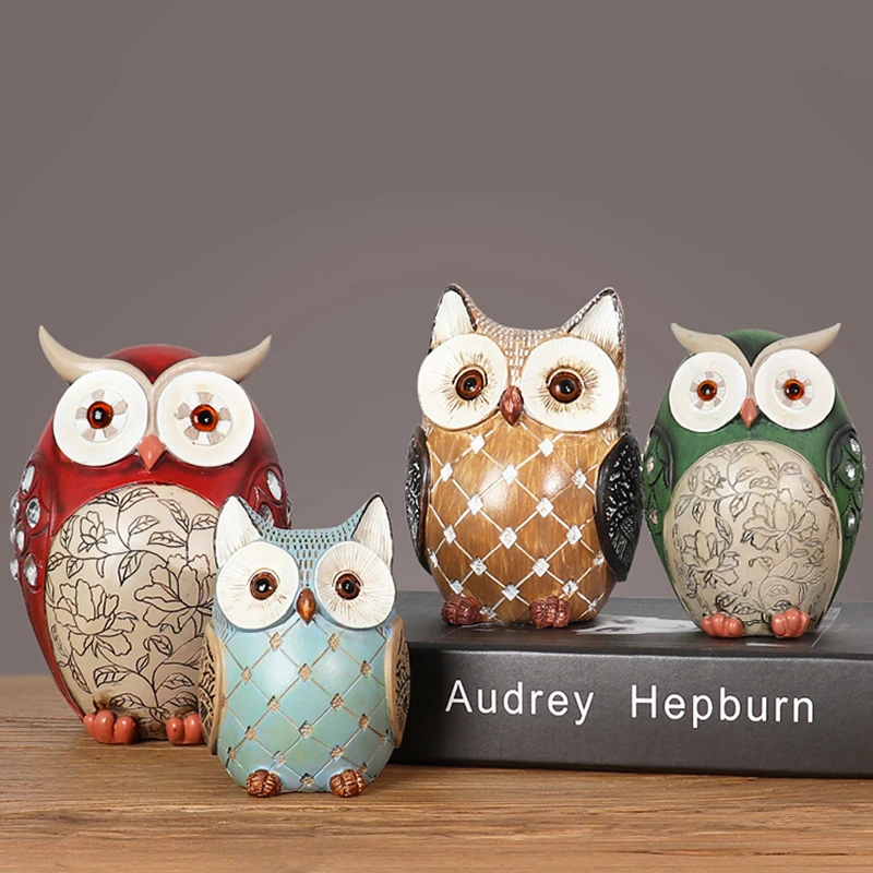 Ретро Ностальгический Декор совы статуэтки животных полимерные миниатюры