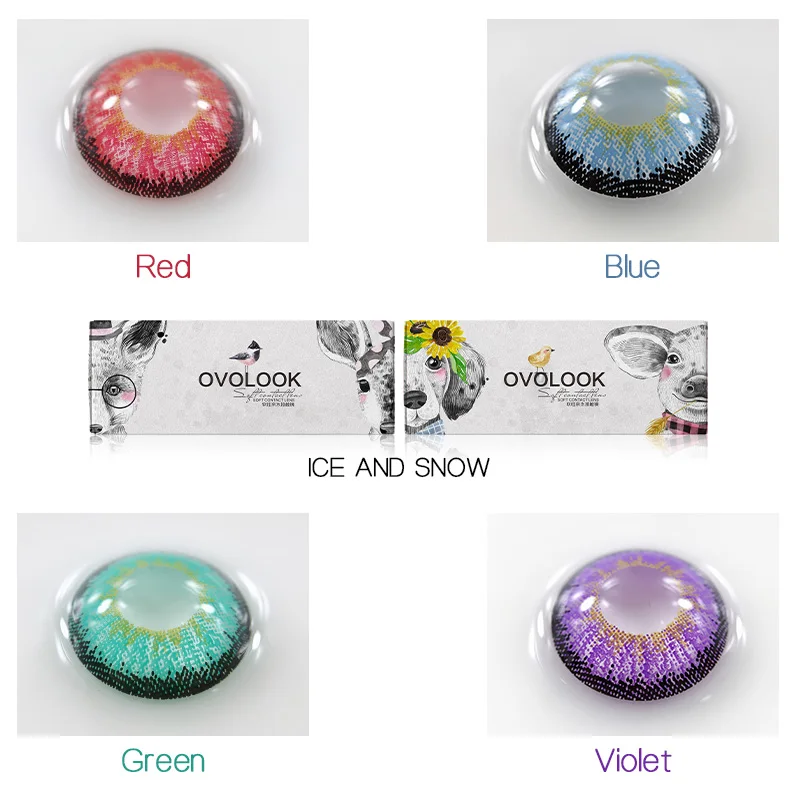 OVOLOOK 2pcs/пара контактные линзы Цвет ed глазные 4 тон глаз объектив контакты Косплэй