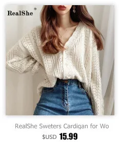 RealShe, вязаный женский свитер, длинный рукав, ассиметричный свитер, Женский пуловер, Зимние Повседневные свитера для девушек