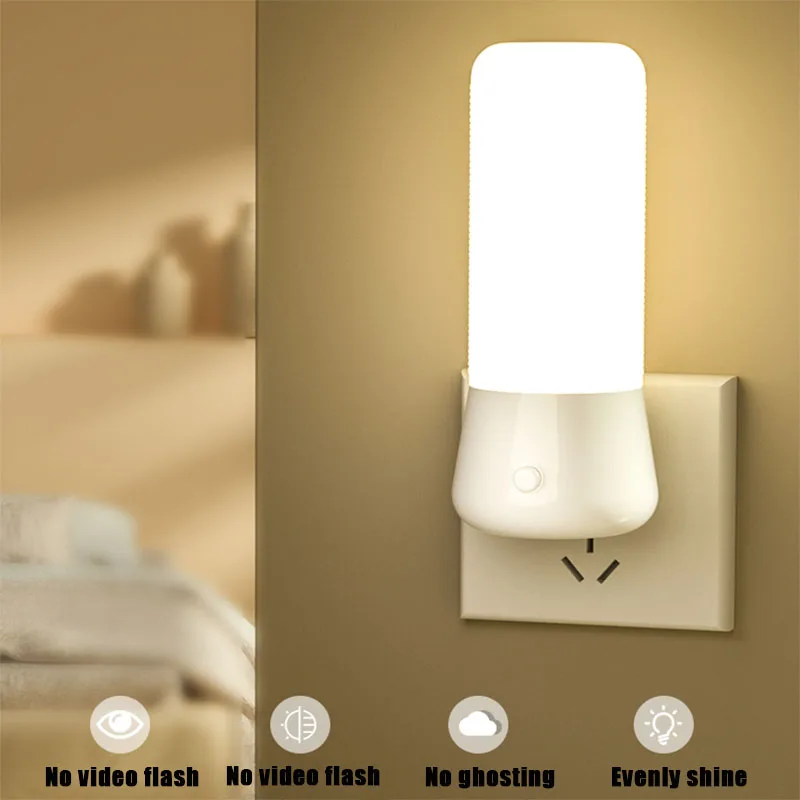 

3W LED Plug-In LED Nightlight With Switch Baby Feeding Socket Bedroom Bedside Light Bullet Touch Night Light