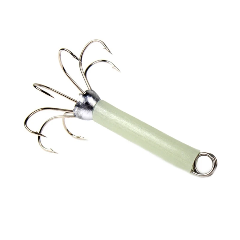 

Luminous Squid Octopus Fishing Hooks Stainless Steel Fishhook Freshwater Lures 448D