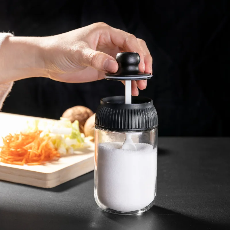 Встроенная крышка для ложки баночка приправ влагостойкая утолщенная стеклянная