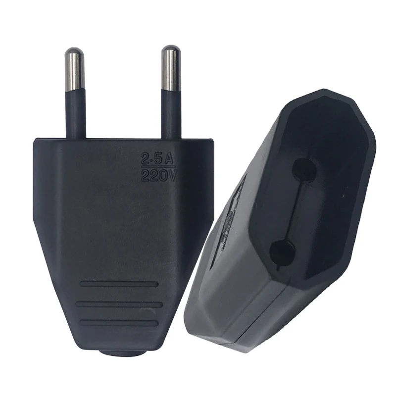 Black White 2.5A EU Wiring Plug Socket Extension Power Cable Connector Female Male 2 Pole EU Power Cord Electric Plug Converter