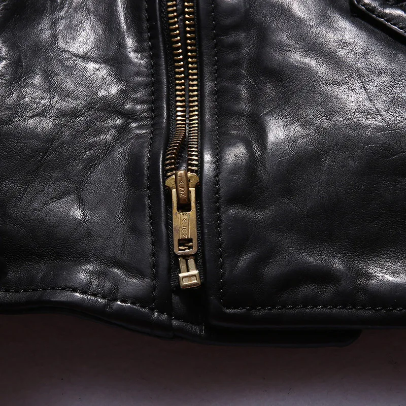 

J22 Read Description! Asian Size Super Top Quality Genuine Horse Leather Jacket Slim Classic Horsehide Stylish Rider Jacket